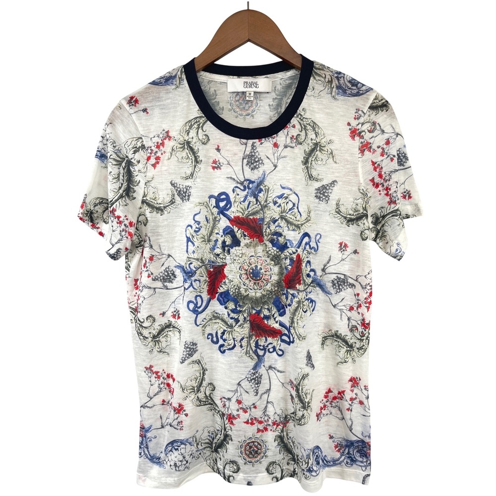 Prabal Gurung Womens Baroque Floral T-Shirt M Lightweight Artsy Eclectic